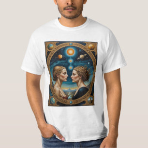 Celestial Divine Twins Cosmic Art T Shirt