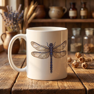 Celestial Dragonfly Mug Luxury Line Art