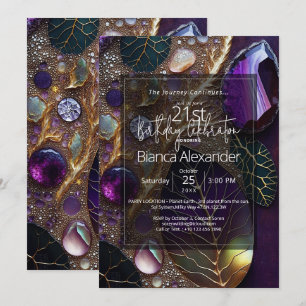 Celestial Dream    Botanical Gemstone Abstract Invitation
