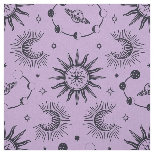 Celestial dream lilac and black fabric (Swatch)