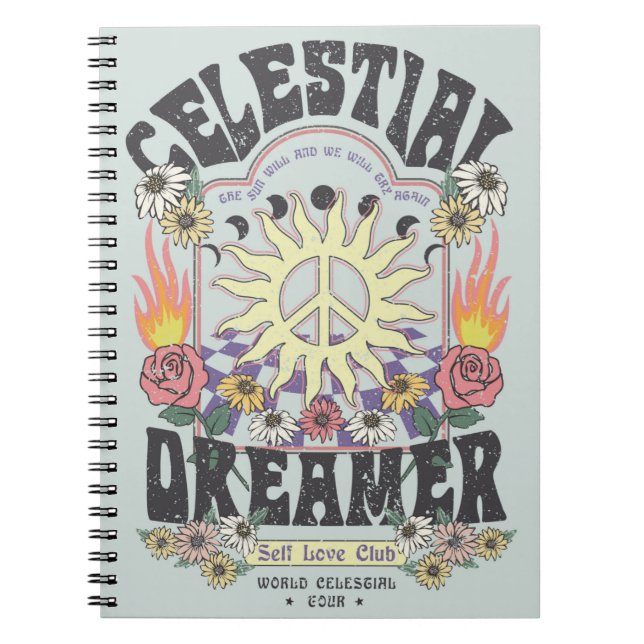 CELESTIAL DREAMER SUN ROSE TSHIRT graphic DESIGNhi Notebook (Front)