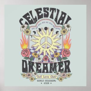CELESTIAL DREAMER SUN ROSE TSHIRT graphic DESIGNhi Poster