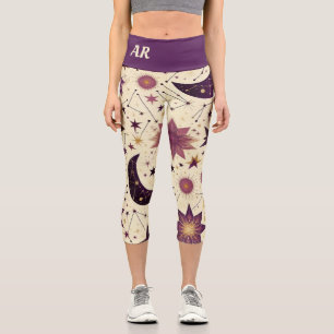 Celestial Dreams: Customize Initials Capri Leggings