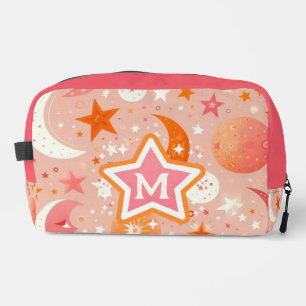 Celestial Dreams Orange and Pink Monogram Dopp Kit