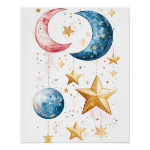 Celestial Dreams Watercolor Poster