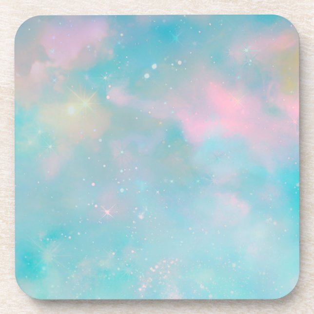Celestial Dreamscape Pastel Plastic Coaster (Front)