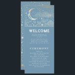 Celestial Dusty Blue and Gold Wedding Programs Programme<br><div class="desc">Celestial dusty blue wedding programs with the ceremony and wedding party information for guests</div>