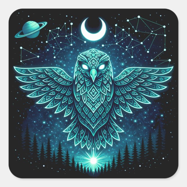 Celestial Eagle – Stellar Freedom Wildlife Galaxy  Square Sticker (Front)