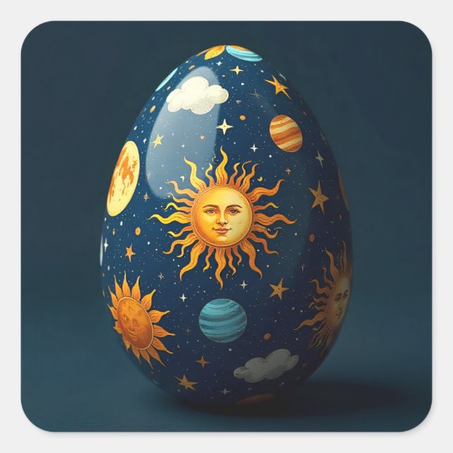 Celestial Easter Egg Square Sticker (Front)