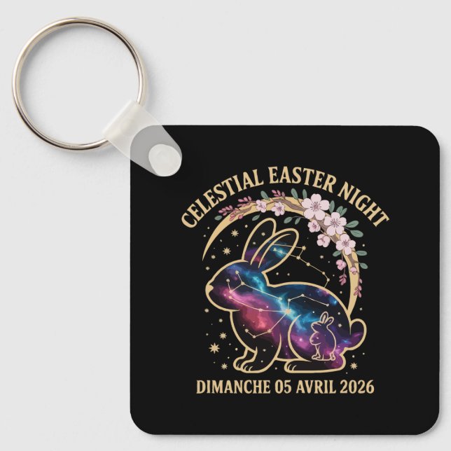 Celestial Easter Night 2026 Galaxy Bunny Constella Key Ring (Front)