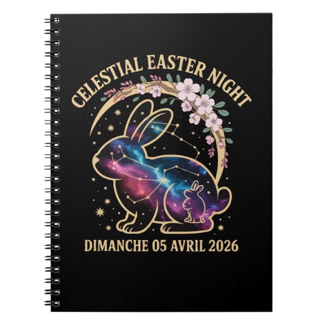 Celestial Easter Night 2026 Galaxy Bunny Constella Notebook (Front)
