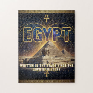 Celestial Egypt Sphinx Pyramids Galaxy Poster Jigsaw Puzzle