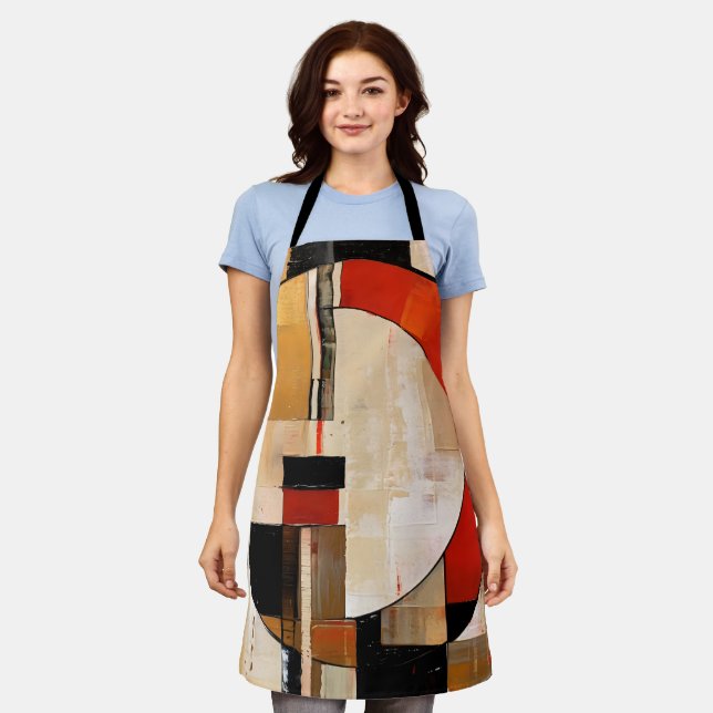 Celestial Elegance: Abstract Exploration in Beige Apron (Worn)