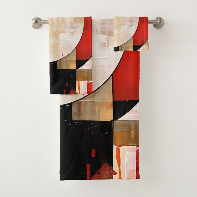 Celestial Elegance: Abstract Exploration in Beige Bath Towel Set (Insitu)