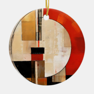 Celestial Elegance: Abstract Exploration in Beige Ceramic Tree Decoration