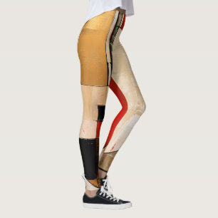 Celestial Elegance: Abstract Exploration in Beige Leggings