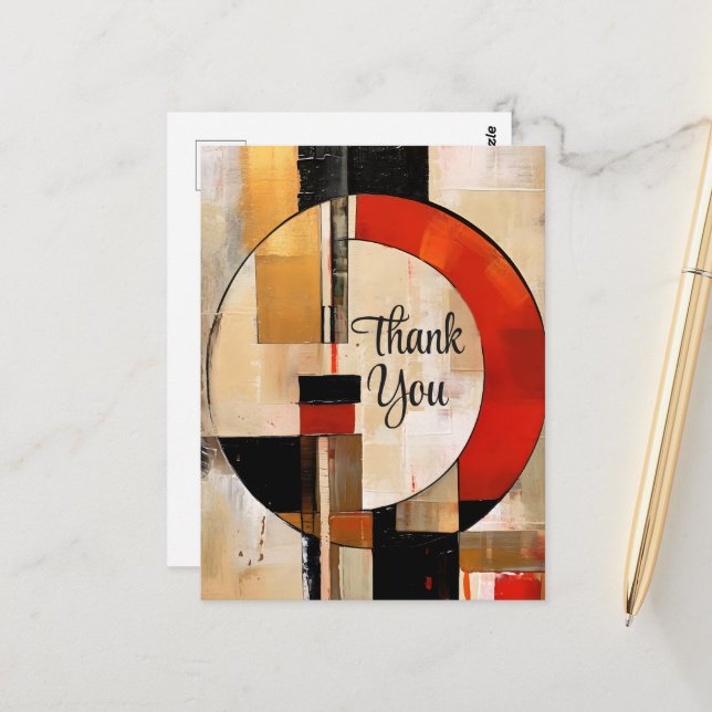 Celestial Elegance: Abstract Exploration in Beige Postcard (Front/Back In Situ)