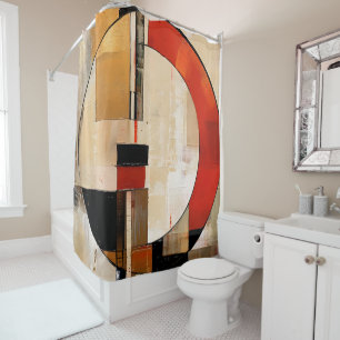 Celestial Elegance: Abstract Exploration in Beige Shower Curtain