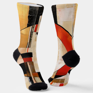 Celestial Elegance: Abstract Exploration in Beige Socks
