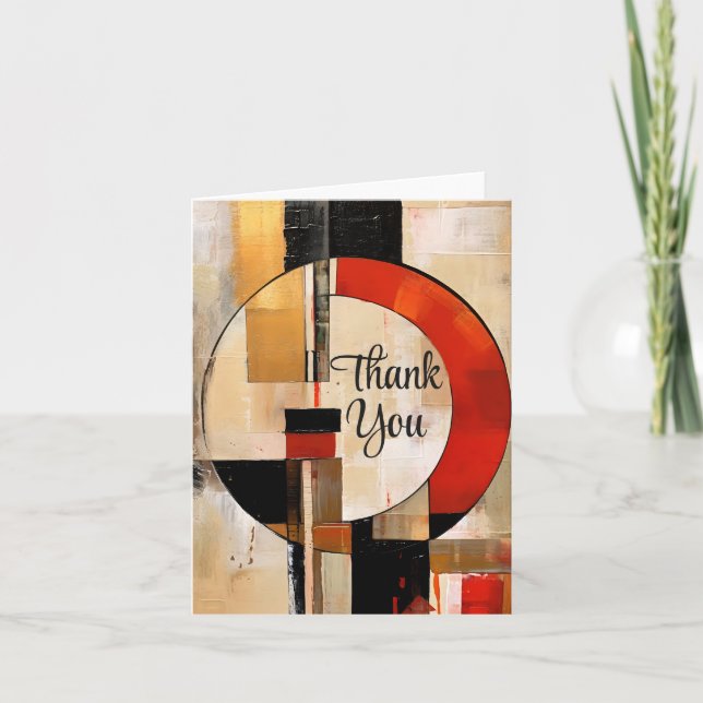 Celestial Elegance: Abstract Exploration in Beige Thank You Card (Front)