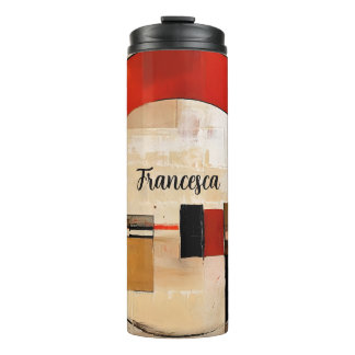 Celestial Elegance: Abstract Exploration in Beige Thermal Tumbler