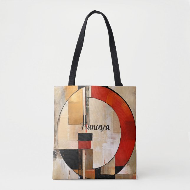 Celestial Elegance: Abstract Exploration in Beige Tote Bag (Front)