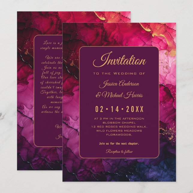 Celestial Elegance: The Marble Symphony Invitation (Front/Back)