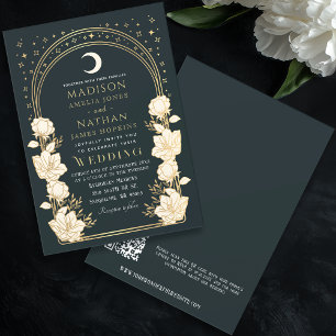 Celestial Elegant Arch Art Nouveau QR Code Wedding Invitation