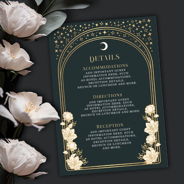 Celestial Elegant Art Nouveau Wedding Details Enclosure Card (Creator Uploaded)