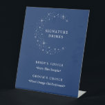 Celestial Elegant Moon Wedding Signature Drinks Pedestal Sign<br><div class="desc">Invite your guests to a night of romance and starlight with this celestial elegant moon wedding signature drinks pedestal sign from the Celestial Elegant Wedding Collection. Featuring a deep navy blue background adorned with twinkling stars and refined typography, this modern celestial design is perfect for couples who love a minimalist...</div>