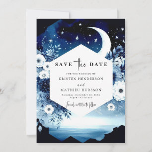 Celestial Elegant Moonlit Wedding Save The Date