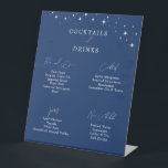 Celestial Elegant Navy Blue Wedding Drinks Bar Pedestal Sign<br><div class="desc">Invite your guests to a night of romance and starlight with this celestial elegant navy blue wedding drinks bar pedestal sign from the Celestial Elegant Wedding Collection. Featuring a deep navy blue background adorned with twinkling stars and refined typography, this modern celestial design is perfect for couples who love a...</div>