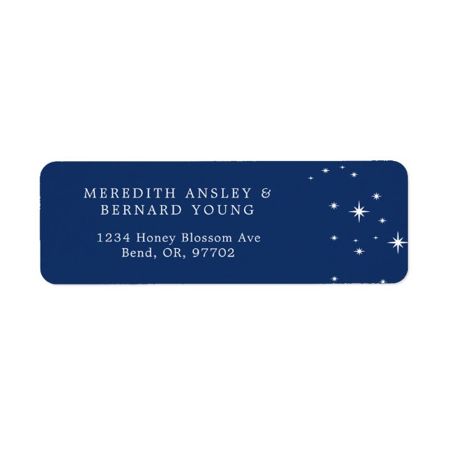 Celestial Elegant Wedding Navy Blue Return Address (Front)