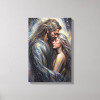 Celestial Embrace Romantic Starry Night Art
