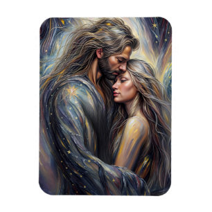 Celestial Embrace Romantic Starry Night Magnet