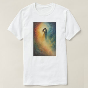 Celestial Embrace Watercolor Art, Couple T-Shirt