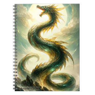 Celestial Emerald Dragon Fantasy Art Notebook