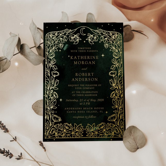 Celestial Emerald Gold Moon Foliage Wedding (Creator Uploaded)