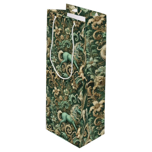 Celestial Equinox – Mythical Unicorn  Wine Gift Bag (Front Angled)