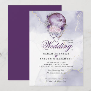 Celestial Esoteric Dusty Purple Wedding Invitation