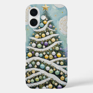 Celestial Evergreens & Golden Orbs iPhone 16 Case
