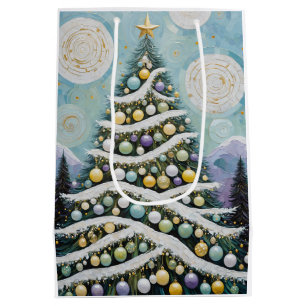 Celestial Evergreens & Golden Orbs Medium Gift Bag