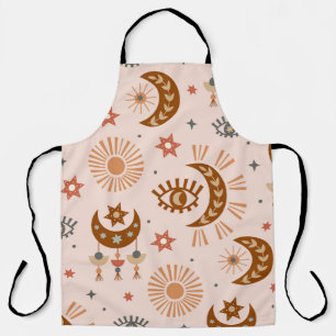 Celestial eye, moon, sun pattern. apron