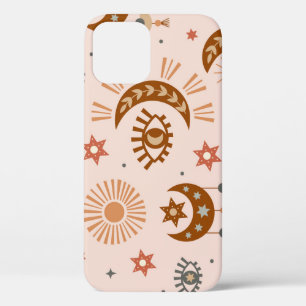 Celestial eye, moon, sun pattern. iPhone 12 case