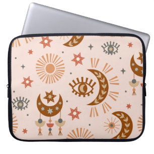 Celestial eye, moon, sun pattern. laptop sleeve