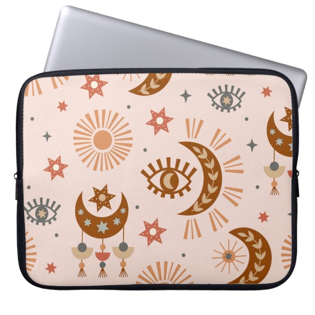 Celestial eye, moon, sun pattern. laptop sleeve (Front)
