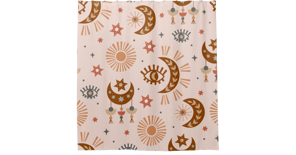 Design Own Pattern Paper Celestial eye, moon, sun pattern. shower curtain | Zazzle