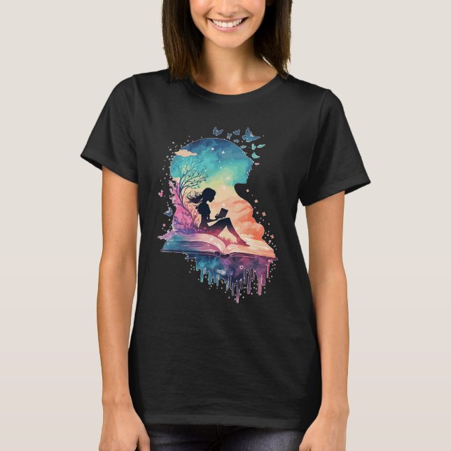 Celestial Fairy Reading Book Fantasy Novel Book T-Shirt (Front)