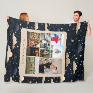 Celestial Family Multiple Photos Monogram Fleece Blanket