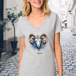Celestial Fantasy Galaxy Zodiac Symbol Aries Women T-Shirt